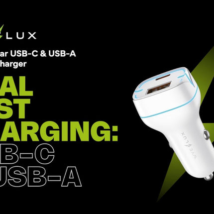 USB-C & USB-A In-Car Fast Charger PD 38W (12 Months Warranty)