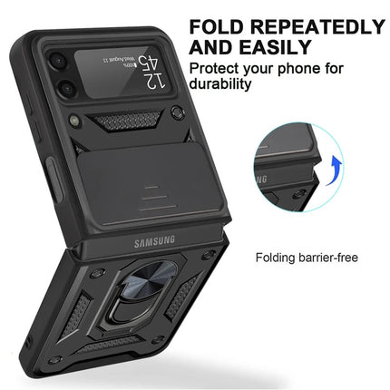 Shockproof Hard Case+Ring Holder, Magnetic Car Mount for Z Flip