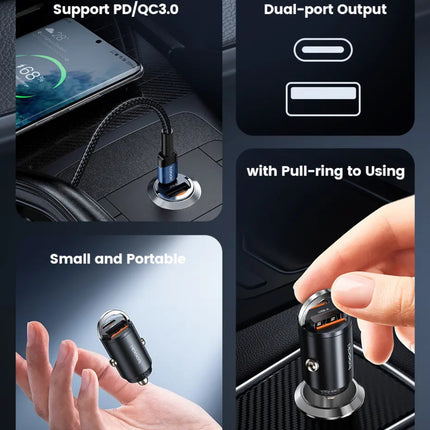 20W In-Car USB-A & USB-C Compact PD Charger (12 Months Warranty)