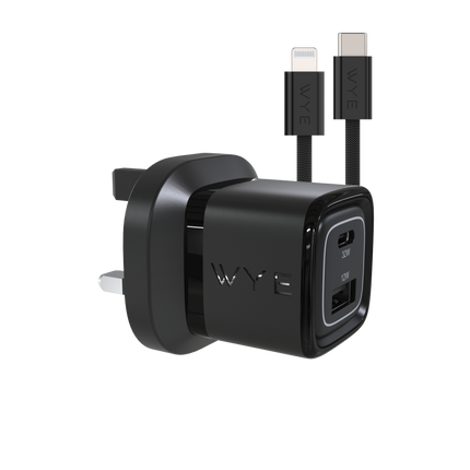 32W Dual Port USB-C & USB-A Charging Kit With USB-C to Lightning Cable (Gan III)