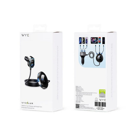 100W In-Car Charger with Multi-Port Extended Charging Hub