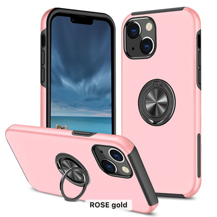 Magnetic Metal Finger Ring Holder with Camera Protection Glossy Anti-drop Hard Cover for iPhone 11/12/13/14/15 - Row