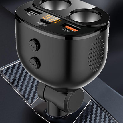 112W Dual Socket Extension FM In-Car Charger