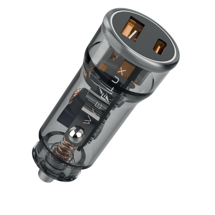 WYEFLUX 38W Dual USB-A & USB-C PD Transparent In-Car Charger