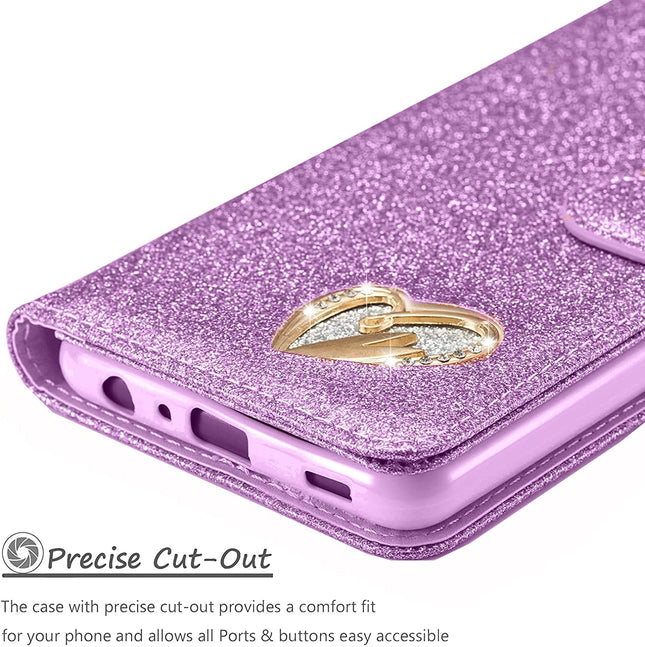 iPhone 12 Pro Max Wallet Heart Shiny Case