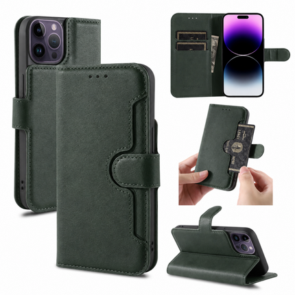 iPhone 15 Pro Wallet Double Stitches PU Leather Case
