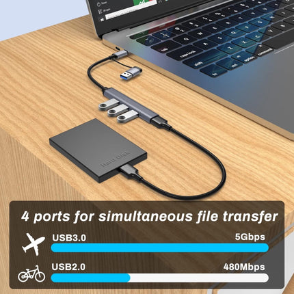 3 x Multi USB-C & 1 x USB 3.0 (5 Gbps) Ultra Fast Hub with 2-In-1 Connectors (A+C) 10 Times Faster than USB 2.0 (12 Months Warranty)