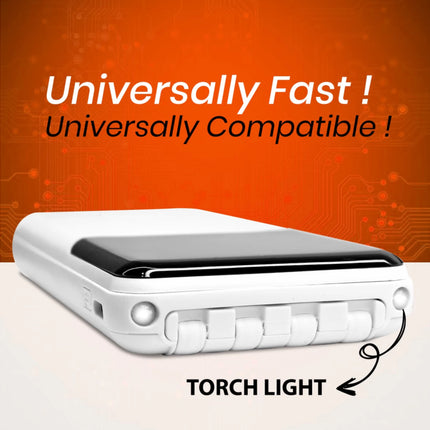 10000mAh Portable Power Bank with Built-In Cables and LED Lights (12 Months Warranty)