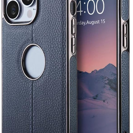 iPhone 15 PU Leather Case with Metal Edges