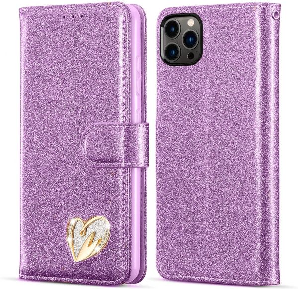 iPhone 7/8 Plus Wallet Heart Shiny Case