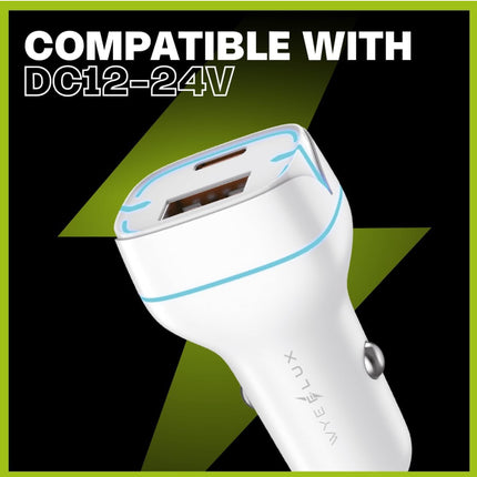 USB-C & USB-A In-Car Fast Charger PD 38W (12 Months Warranty)