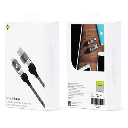 WYEFLOW 6- Aluminum Alloy Braided 60W Super Fast Charging Cable 1.2m