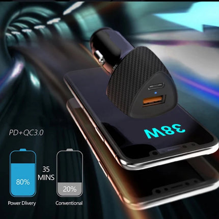 38W USB-A & C QC. In Car Charger (12 Months Warranty)