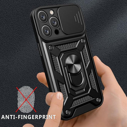 Slide Camera with Ring Stand, Heavy Duty Military Grade Shockproof Rugged Case for iPhone 11/12/13/14/15 - Row