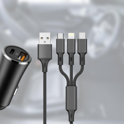 WYEFLUX 17W USB-A & USB-C In-Car Charger With 3-In-1 Cable