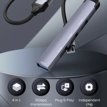 3.0 (5 Gbps) Ultra Slim Multi USB Hub with USB-C Connector 10 Times Faster than USB 2.0 (12 Months Warranty)