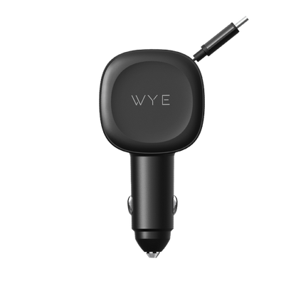 3- Fast Charging In-Car Charger with Built-in Retractable Cable & USB A, USB C ports