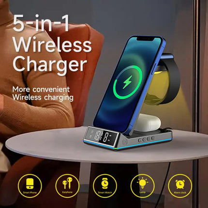 15W 5-in-1 Multi-Functional Wireless Charger Stand (12 Months Warranty)