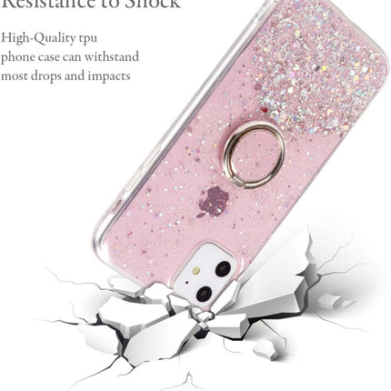 Star Ring Case, Glitter Sequin Clear Back Cover with 360° Rotation Ring Holder Kickstand,Soft TPU Bumper Slim Transparent Sequin Back Case for Samsung A-Series