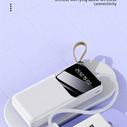 10000mAh Portable Power Bank with Built-In Cables and LED Lights (12 Months Warranty)