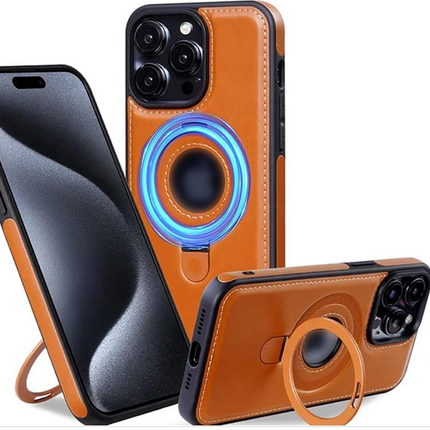 Galaxy S23 Plus Premium PU Leather Magsafe Stand Case