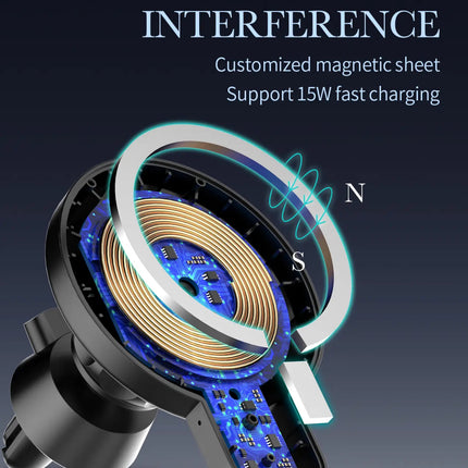 15W Wireless Charger In-Car Holder Dashboard/Air Vent (12 Months Warranty)