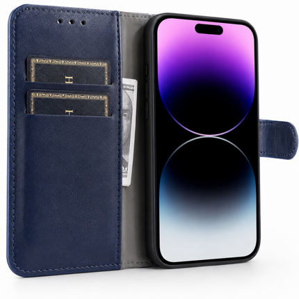 iPhone 15 Pro Wallet Double Stitches PU Leather Case