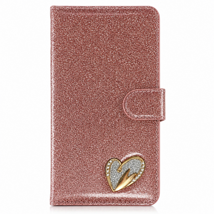 iPhone 14 Pro Max Wallet Heart Shinny Case