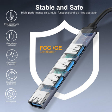 3 x Multi USB-C & 1 x USB 3.0 (5 Gbps) Ultra Fast Hub with 2-In-1 Connectors (A+C) 10 Times Faster than USB 2.0 (12 Months Warranty)