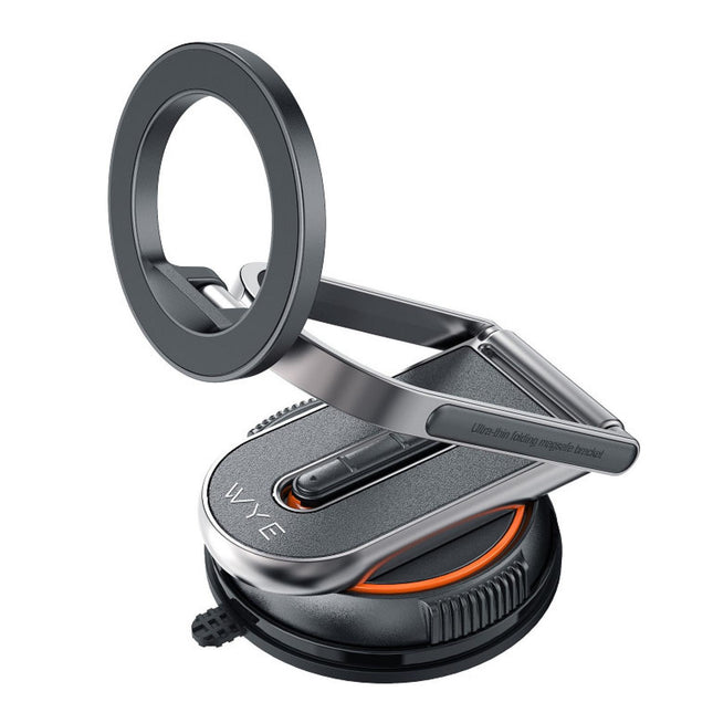 360° Adjustable Vacuum Magnetic Phone Holder & Detachable Stand – 36×N52 Magnets (2400gf), 78LB Suction Cup, Ultra-Thin Folding MagSafe Bracket, Open-Ring Design – For Car/Shower/Kitchen/Gym/Bathroom – iPhone & All Phones – Black