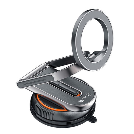 360° Adjustable Vacuum Magnetic Phone Holder & Detachable Stand – 36×N52 Magnets (2400gf), 78LB Suction Cup, Ultra-Thin Folding MagSafe Bracket, Open-Ring Design – For Car/Shower/Kitchen/Gym/Bathroom – iPhone & All Phones – Black