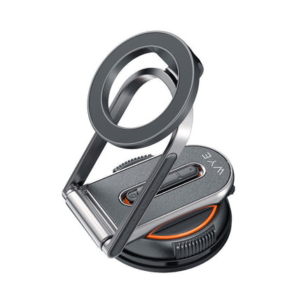 360° Adjustable Vacuum Magnetic Phone Holder & Detachable Stand – 36×N52 Magnets (2400gf), 78LB Suction Cup, Ultra-Thin Folding MagSafe Bracket, Open-Ring Design – For Car/Shower/Kitchen/Gym/Bathroom – iPhone & All Phones – Black