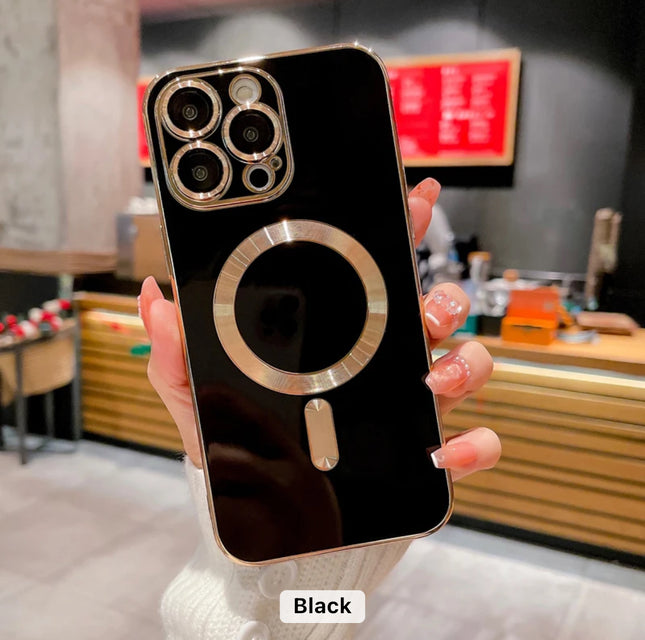 Magnetic Electroplate Soft TPU Case for iPhone XR/11/12/13/14/15 - Row