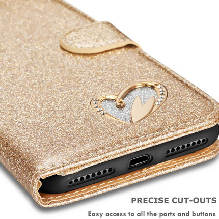 Galaxy S22 Plus Wallet Heart Shiny Case