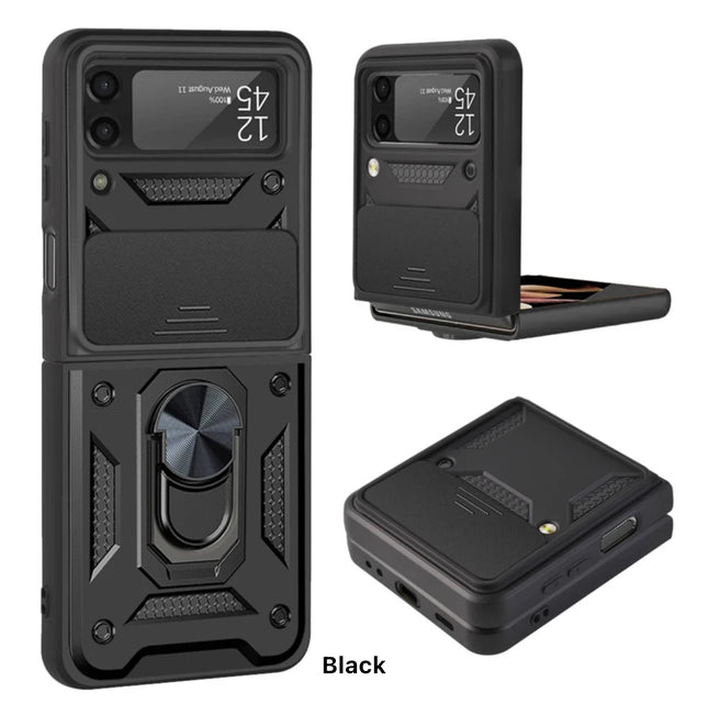 Shockproof Hard Case+Ring Holder, Magnetic Car Mount for Z Flip