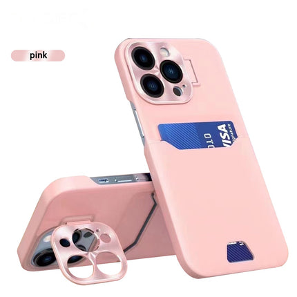 Metal Invisible Lens Protect Bracket Stand with Card Holder Case for iPhone 13/14/15 - Row