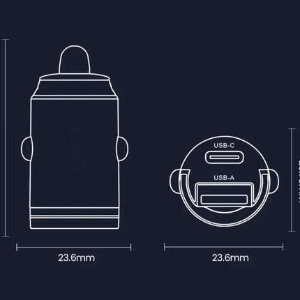 20W In-Car USB-A & USB-C Compact PD Charger (12 Months Warranty)