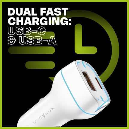 USB-C & USB-A In-Car Fast Charger PD 38W (12 Months Warranty)