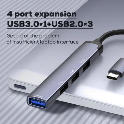 3.0 (5 Gbps) Ultra Slim Multi USB Hub with USB-C Connector 10 Times Faster than USB 2.0 (12 Months Warranty)