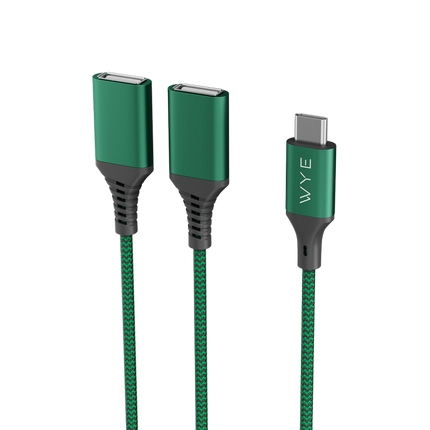 USB-C Male to 2 USB-A Female splitter cable 0.3m