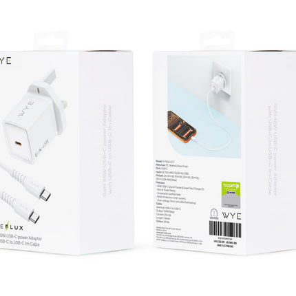 GaN 45W USB-C Power Adaptor with USB-C to USB-C 1m cable