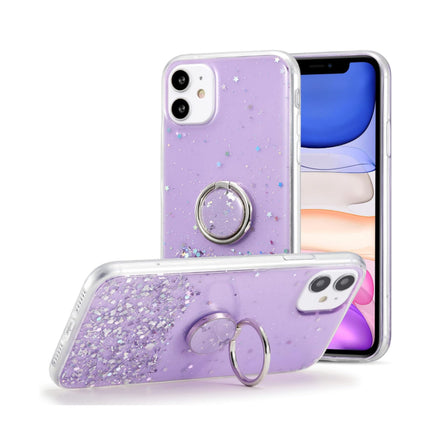Star Ring Case, Glitter Sequin Clear Back Cover with 360° Rotation Ring Holder Kickstand,Soft TPU Bumper Slim Transparent Sequin Back Case for Samsung A-Series