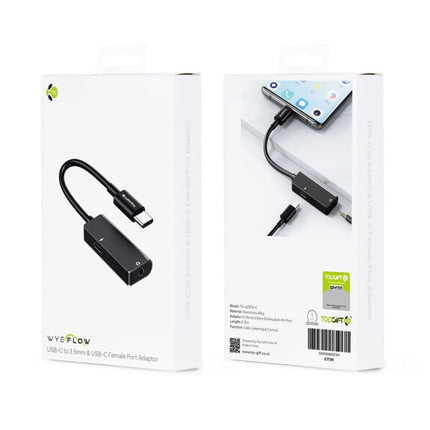WYEFLOW USB-C to 3.5mm & USB-C Female Port Adapter