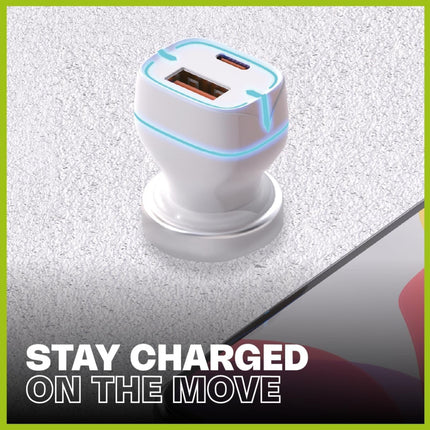 USB-C & USB-A In-Car Fast Charger PD 38W (12 Months Warranty)