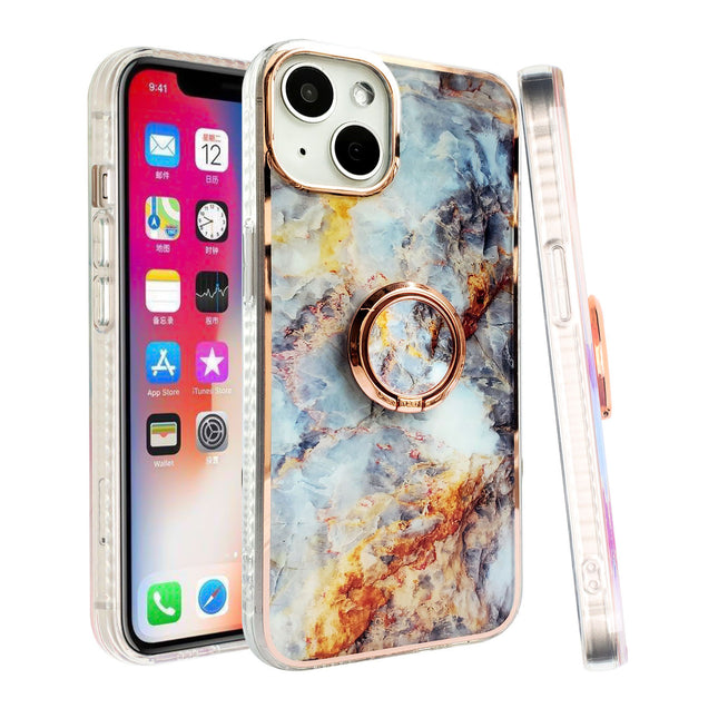 iPhone 14 Plus TPU Marble Design Ring Case
