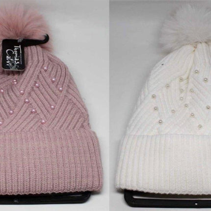Ladies Textured Bobble Hat