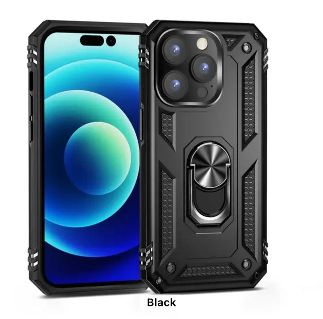 iPhones Shockproof Hard Case+Ring Holder, Magnetic Car Mount