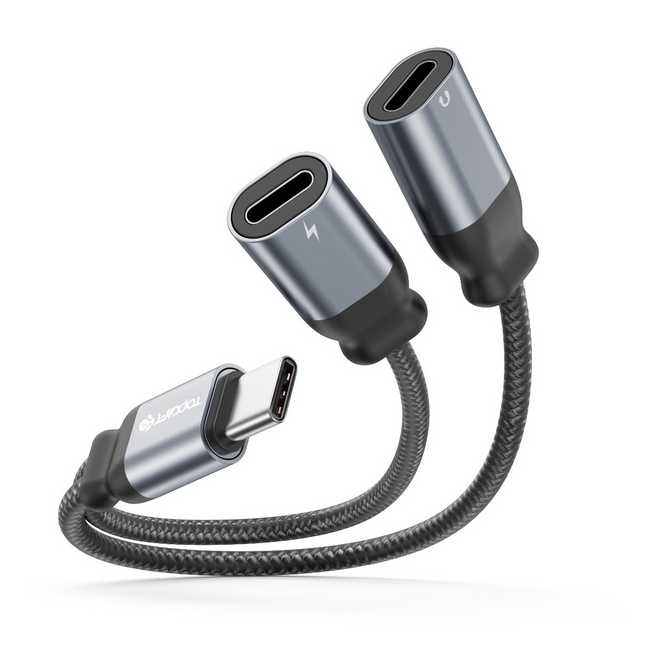 USB-C to Dual USB-C Splitter | Charge & Listen Simultaneously | Calls & Controls | Aluminium Alloy | Braided Cable | 0.12m | iPhone iPad Android | ADP11-2C