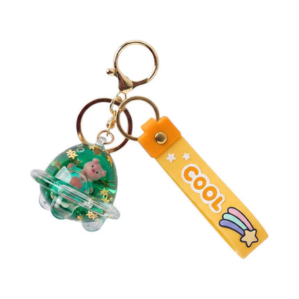 QuirKeys Spaceship Pig Liquid Keyring PVC Bag Charm
