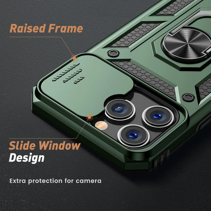Slide Camera with Ring Stand, Heavy Duty Military Grade Shockproof Rugged Case for iPhone 11/12/13/14/15 - Row